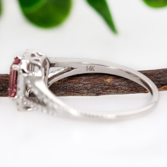 Pink Tourmaline Ring in 14K Solid Gold with Natural Diamond Accents - Picture 8 of 8
